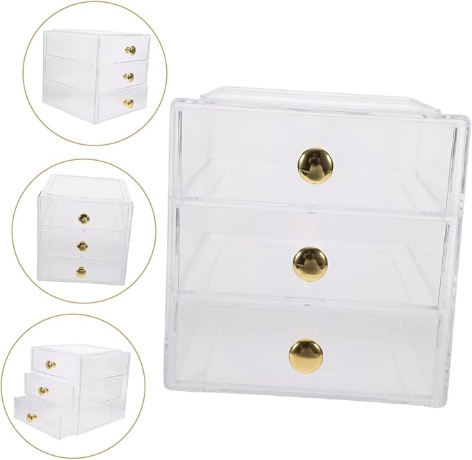 Plano Storage Box Makeup Organizer Desktop Storage Organizer Sturdy Gold Handle