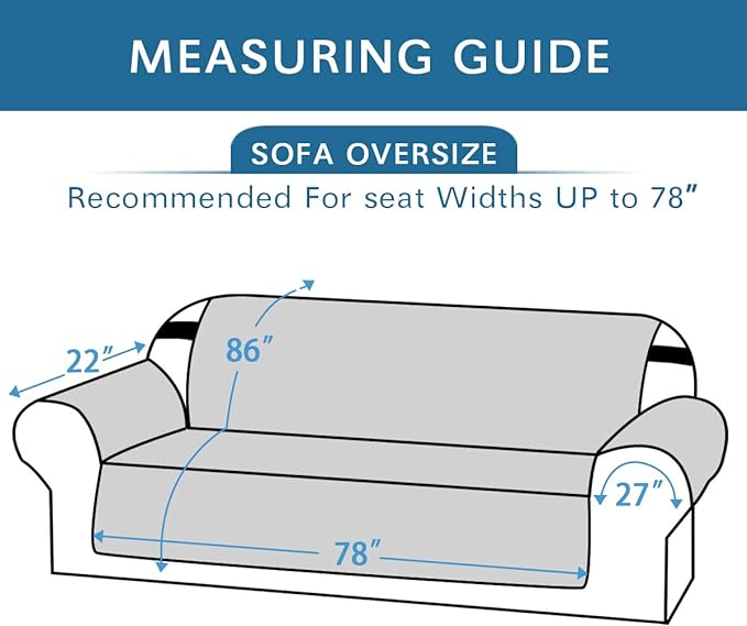 H.VERSAILTEX Reversible Sofa Cover Couch Cover for 3 Cushion Couch Water Resistant Furniture Protector for Pets Durable Large Cushion Protector with Elastic Strap(Oversized Sofa, Cameo Blue/Beige)