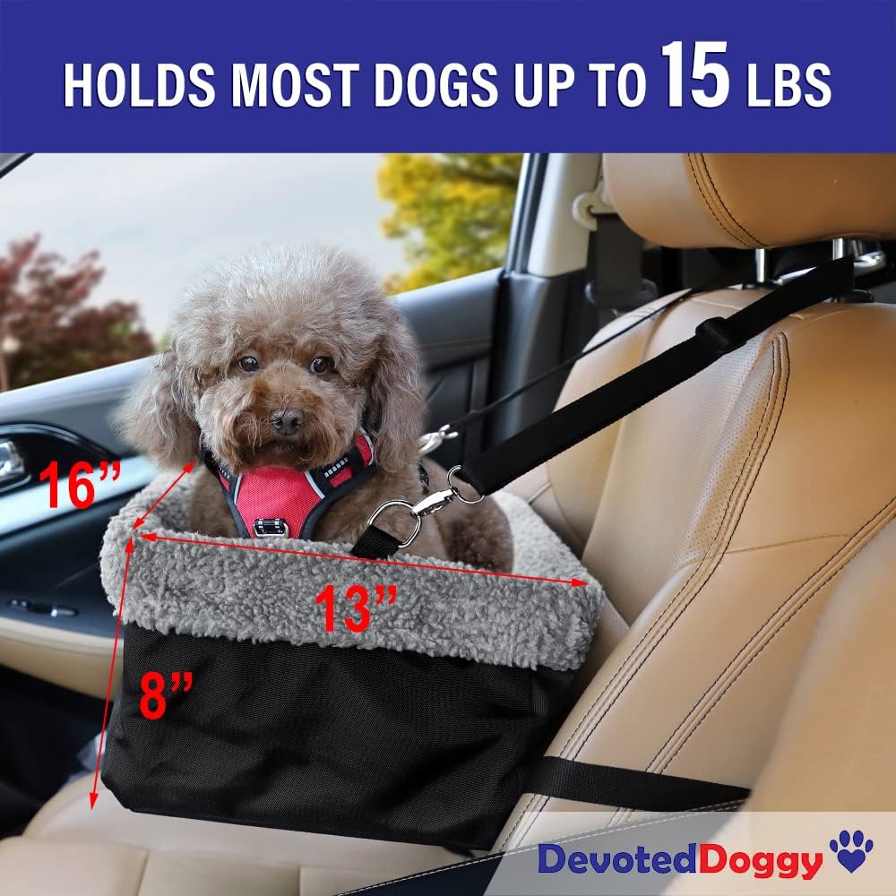 Dog Car Booster Seat — Padded, Collapsible, Up to 15lbs