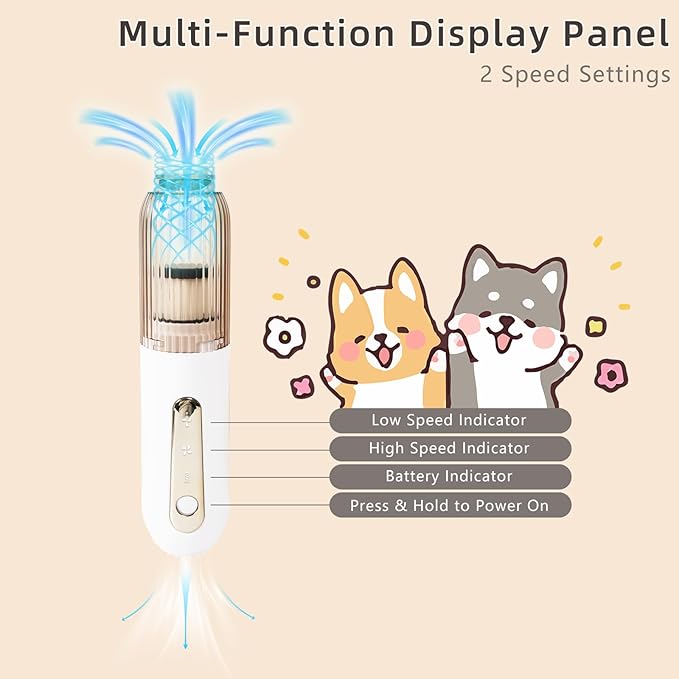 Vacuum Grooming Brush for Dog,4-In-1 Slicker Brush Kit for Shedding, Undercoat Deshedding Tool,Loose Hair Remover for Dog & Cat, Portable Pet Grooming Vacuum (white)