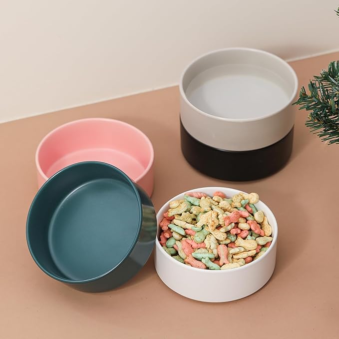 Ceramic Dog Bowl for Food and Water - Pet Feeder Bowl for Small Dogs and Cats - Heavy Ceramic Feeding Dish with Non Slip Base - Dishwasher & Microwave Safe - 5 Inch - 1.4  Cups - Green