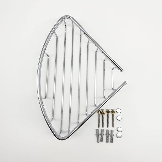 Classic Shower Corner Basket For Bathroom Shampoo Soap Holder Brass Material Polished Chrome