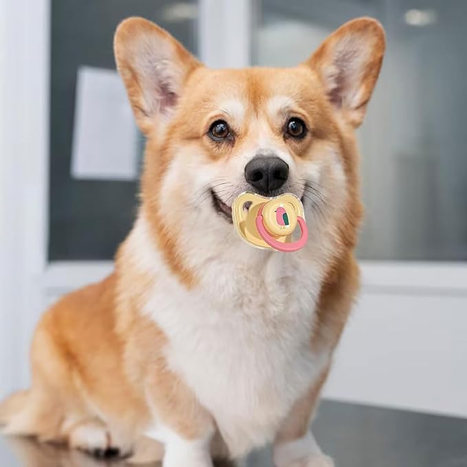 3Pcs New Calming Dog Pacifier Chew Toy, Dog Chewing Pacifier, Pet Silicone Chew Toy for Small Dog Cats (3 PCS, Orange)