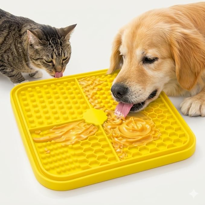 Lick Mat for Dogs and Cats, Food Grade Silicone Slow Feeder Mat with Strong Suction for Grooming, Bathing and Anxiety Relief, BPA-Free Pet Feeding Mat for Dental Care