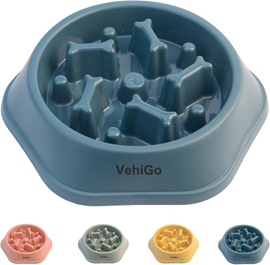 Dog Slow Feeder Bowl for Small & Medium Breeds, Anti-Choking Puzzle Food Bowl, Non Slip Interactive Dog Feeder for Healthy Eating Habits, Dishwasher Washable (Blue)