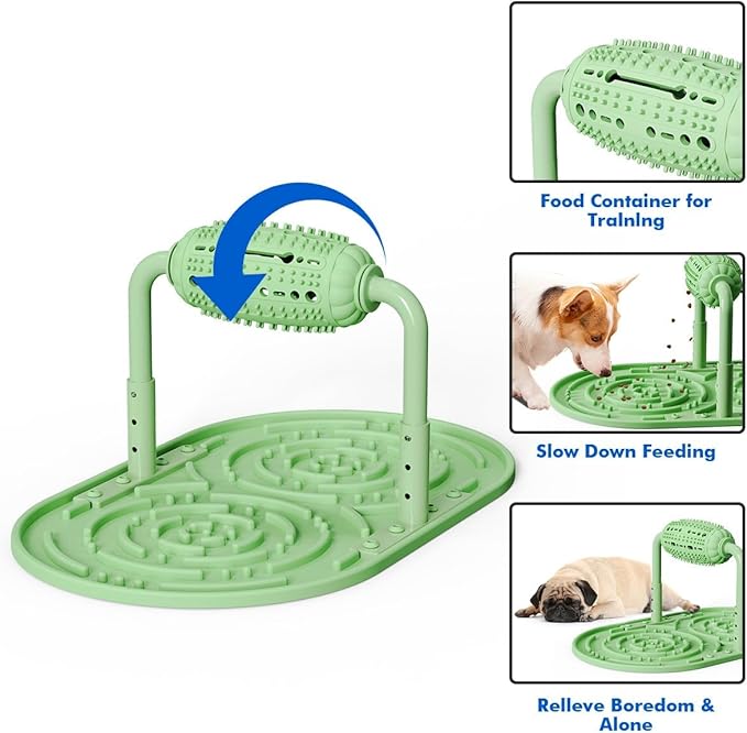 Small, Medium and Large Smart Interactive Puzzle Toys for Dogs, Squeaky Dog Puzzle Toys, Slow Fun Eating Device with Rotating Food Dispenser for Happier and Healthier Pets (Green,Standard)