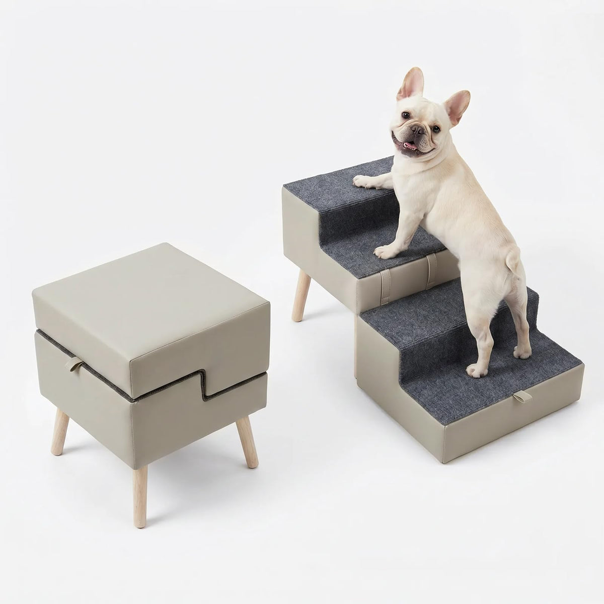 2-in-1 Foldable Dog Stairs & Ottoman, 15.7" H Dog Stairs - Image 1