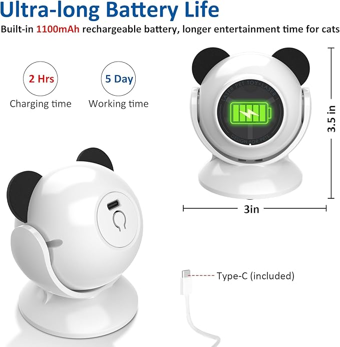 Laser Cat Toys for Indoor Cats, Automatic Cat Laser Toy with Random Trajectory, Suction Cup Design, Run Quiet, USB Rechargeable