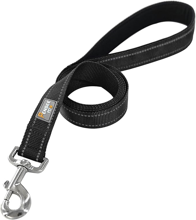 Dog Leash 6 FT Padded Handle Nylon Reflective Dogs Leashes for Medium Dogs Black