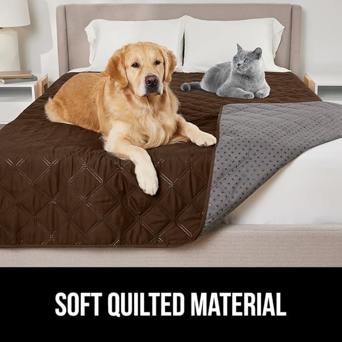 GORILLA GRIP Waterproof Dog Blanket, 52x82 Couch Cover for Dogs Washable, Protects Sofa, Furniture, Crate, Car, RV Essentials Pet Supplies, Tear and Slip Resistant Leakproof Cushion Cover, Brown