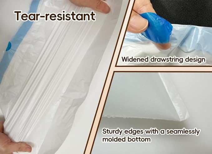150 Counts Cat Litter Box Liners Bag Fit For MW-SC01/MW-SC02/MW-LR01 Automatic Self Cleaning Cat Litter Box, Waste Bags, 18" x 12.6"Heavy Duty Replacement Trash Bags with Drawstring