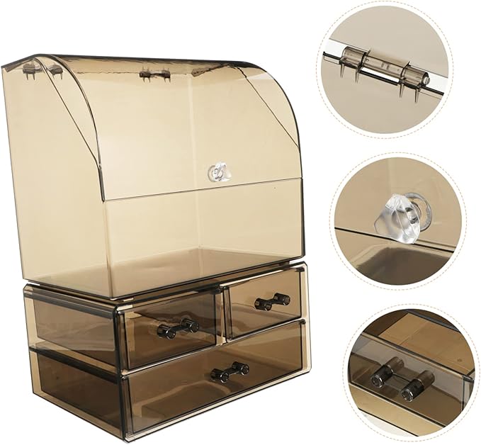 PartyKindom Acrylic Transparent Cosmetic Storage Box Lid Top Makeup Organizer for Vanity and Desktop Convenient Space-saving Design for Tidy Storage
