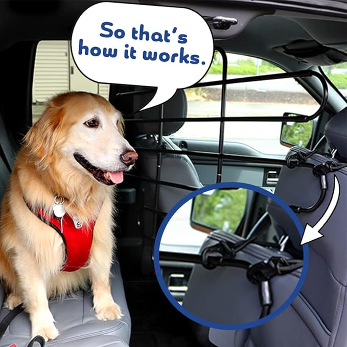 The Original Zookeeper Vehicle Pet Barrier: Adjustable Universal for Cars, Trucks, SUVs - Moves with Your Vehicle Seats. Tilt. Slide. Recline. Easy Install - Strong Metal Tubing Gate Divider