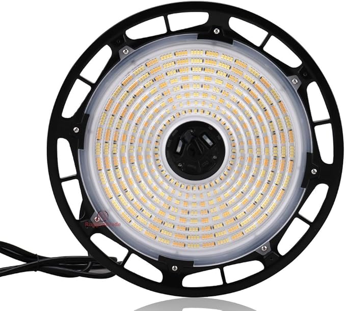 RuggedGrade 240W - Titan VI Series LED High Bay Light UFO with Motion Sensor - 39,600 Lumens - Color Selectable on Fixture 3000K/4000K/5000K - Warehouse, Multisport Gyms & Workshops - DLC 5.1 Premium
