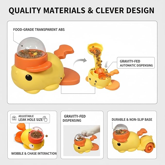 Dog Feeder Puzzle Toy Duck, Dog Treat Dispenser, Interactive Duck Cat Puzzle Feeders Toys, 2-in-1 Interactive Slow Feeder Puzzle Toy (C)