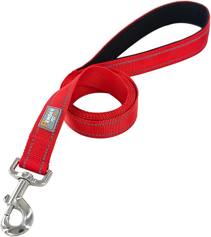 Dog Leash 6 FT Padded Handle Nylon Reflective Dogs Leashes for Medium Dogs Red