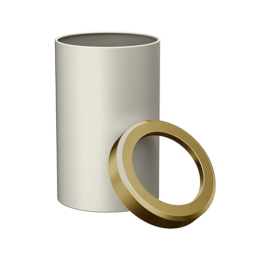 Gatco Small Bathroom Trash Can with Lid, Round 3 Gallon Stainless Steel Wastebasket, Under Sink, Matte Pearl and Brushed Brass, for Bathroom, Bedroom, Office (1931B)