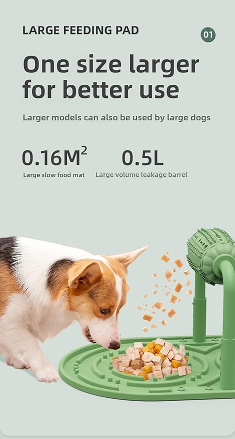 Small, Medium and Large Smart Interactive Puzzle Toys for Dogs, Squeaky Dog Puzzle Toys, Slow Fun Eating Device with Rotating Food Dispenser for Happier and Healthier Pets (Green,Suction Cup Model)