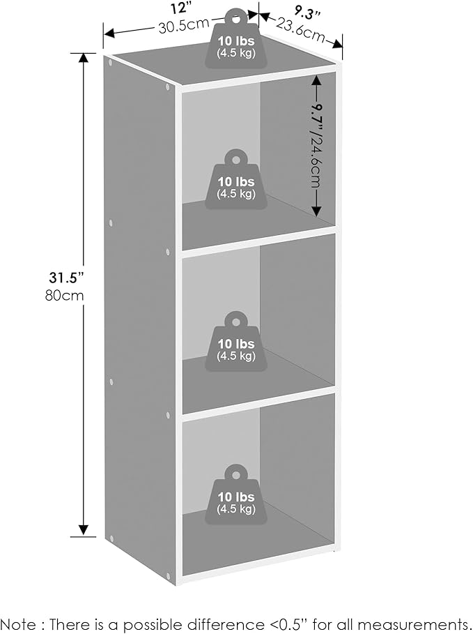 Furinno Reed Closet Organizers and Storage, 3-Tier Closet Organizer, Open Shelf Closet Storage, for Wardrobe, Bedroom, Living Room, Blackwood