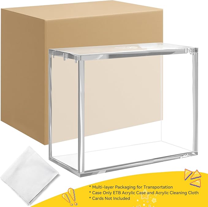 Acrylic ETB Case 3 Pack, 8mm Ultra Thick with Magnetic Lid, Stackable Clear Display Box, Compatible with PKMN ETB Trading Cards Collection Storage Container