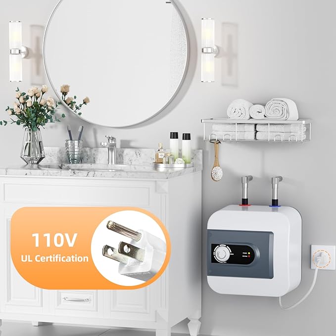 Electric Mini Tank Water Heater, 1.6Gallon Under Sink On Demand Hot Water Heater, Wall or Floor Mounted, 1500W Point of Use Instant Hot Water for RV Kitchen Bathroom Restaurant