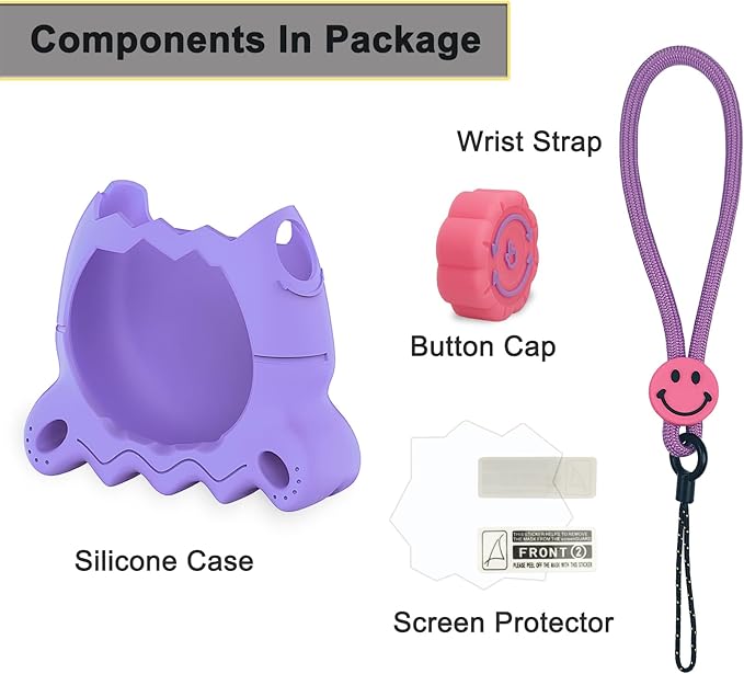 Silicone Case for Tamagotchi Paradise with Button Cap, Protective Cover with Screen Protector and Lanyard for Tamagotchi Paradise Pet Accessories (Purple)