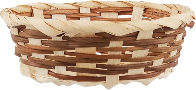10 Pack Bamboo Woven Basket, 7 x 7 x 2.4 Inch Round Fruit Bread Food Storage Basket for Home Kitchen Restaurant