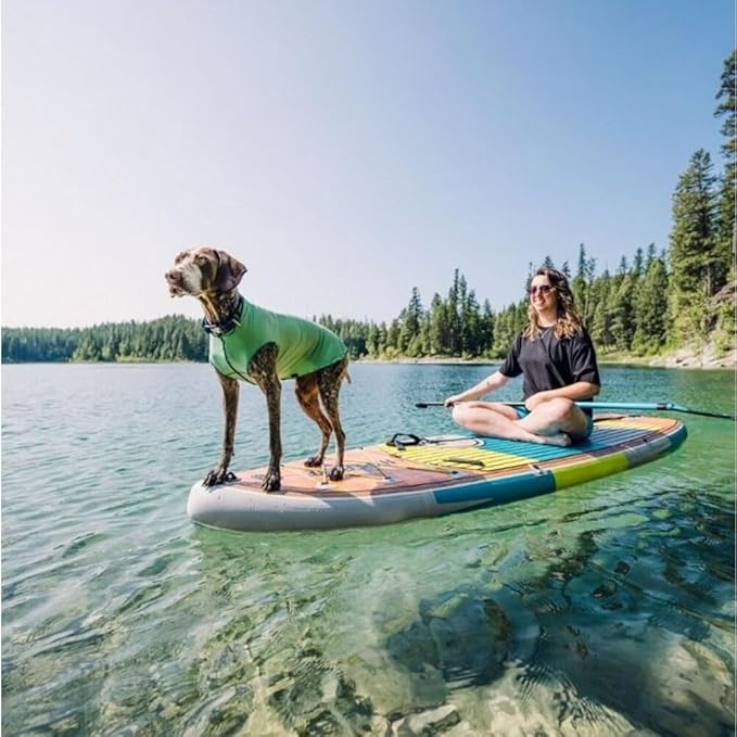 Goldpaw Dog Sun Shirt with UV Protection - Lightweight, Cooling Sun Protection Clothing for Dogs - Reduce Heat Absorption - Pet Clothes Made in The USA - Machine Washable - Ocean Blue - Size 14