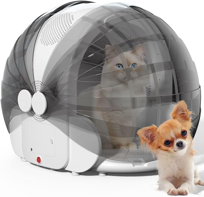 Foldable Automatic Pet Dryer Box for Cats and Small Dogs,Ultra Quiet Cat Hair Dryer with 8 High Velocity Fans 360 Drying Temperature Control 4-Speed Settings Timer Smart Pet Drying Box