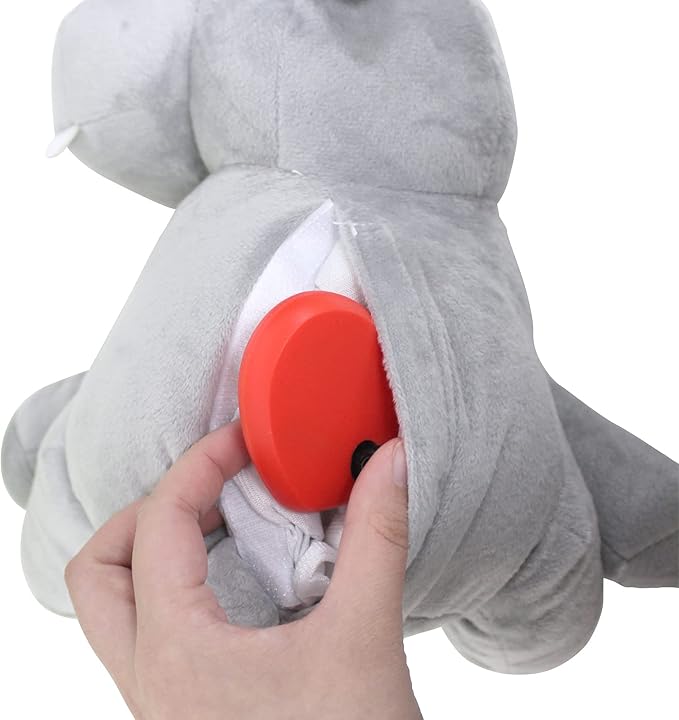 3T GROUP Heartbeat Puppy Toys for Dog Heartbeat Stuffed Animal Hippo Toy for Puppies Essentials Anxiety Relief Comfort Plush Pillow Calming Puppy Toys(Gray)