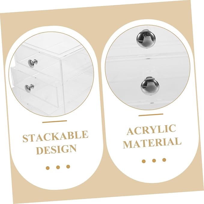 Cosmetic Storage Box 3-layer Organizer Drawers Acrylic Makeup Organizer Tabletop Storage Solution