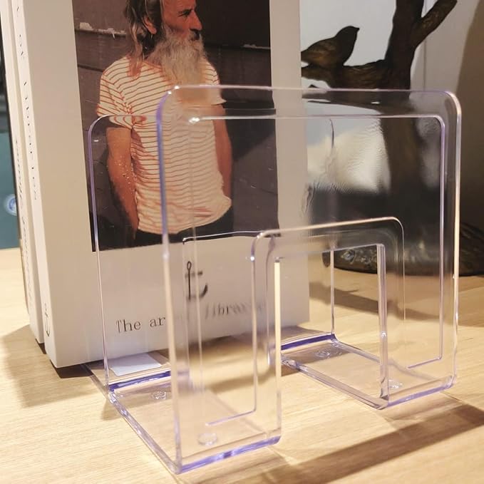 YAGELI Clear Acrylic Purse Organizer for Closet, 3-4 Section Desk File Sorter, 2.95" Wide Slots for Clutches, Handbags, Binders & Folders, Sturdy Stackable Bookshelf Organizer, 2-Pack (3 Sections)