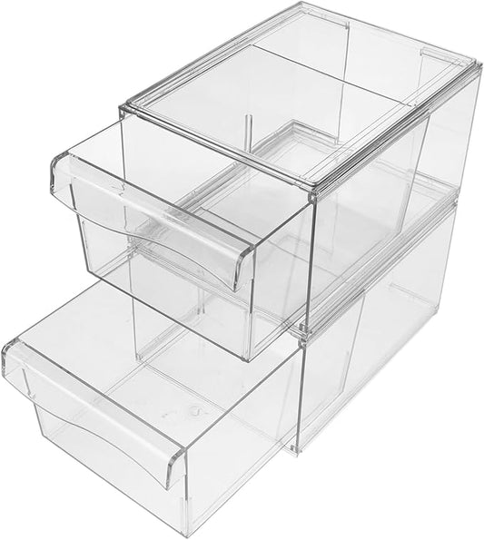 2pcs Detachable Acrylic Drawer Space-saving Makeup Organizer for Bathroom and Desktop Storage for Organizing Accessories and Essentials