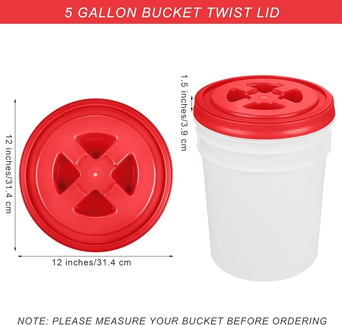 Aodaer 4 Pieces Seal Lid 5 Gallon Bucket Twist Lid Food Storage Container Lid Reusable Plastic Seal Lid Food Storage Container Lids, Mixed Colors
