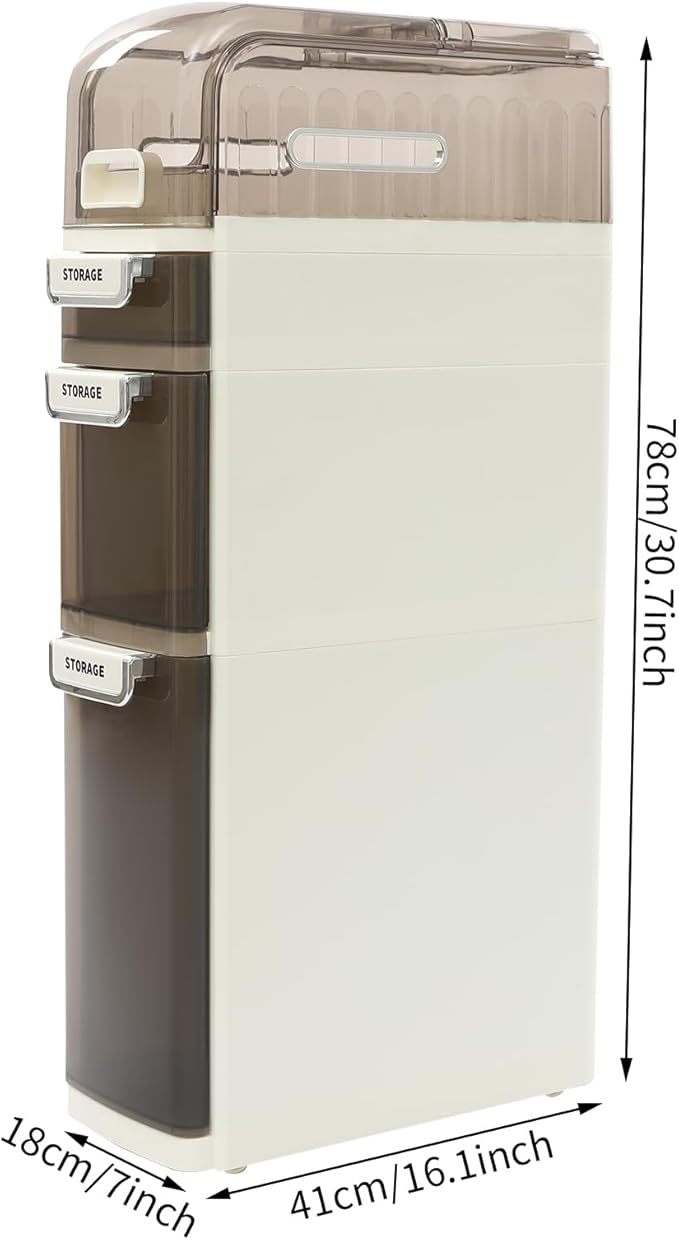 Bathroom Floor Storage Cabinet, Narrow Slim Organizer Multi-Tiers Toilet Paper Cabinet Waterproof W/Clear Drawers,for Tiny Kitchen Laundry Living Room Toilet Gap (4 Tiers)