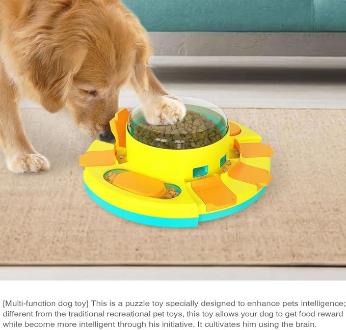 Dog Puzzle Toys, Slow Feeder Pup Food Treat Feeding Dispenser for IQ Training and Brain Stimulation, Press-and-Release Leak-Proof Dog Toy Gifts for Puppies, Cats, Dogs