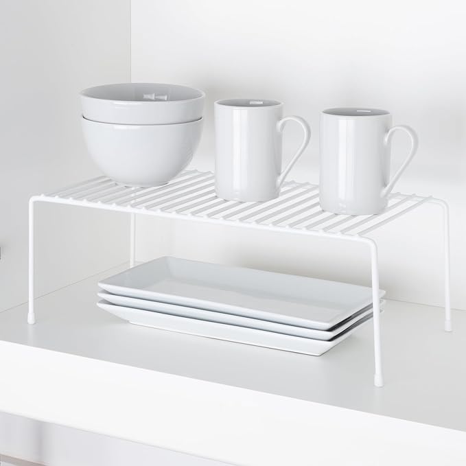 Smart Design Classic Storage Shelf – Large (16 in W x 8.5 in D x 5.75 in H), White –Steel Pantry Organizer with Rust-Resistant Finish and Non-Slip Feet for Easy Home Organization and Storage