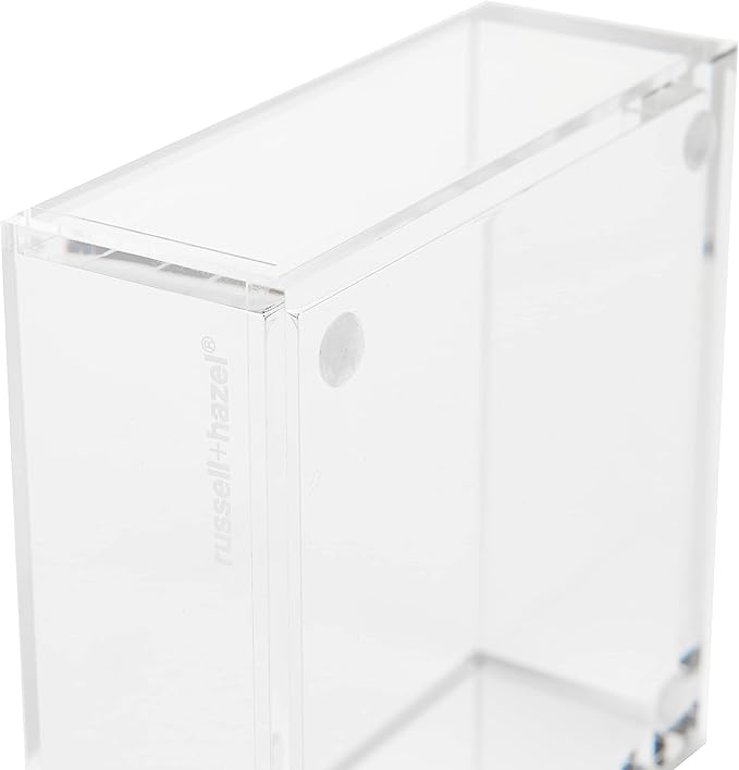 russell+hazel Acrylic Bloc Desktop or Drawer Stackable Organizer, Office Supplies, Clear, with Lid, 4” x 4” x 1.5” (Pack of 2)
