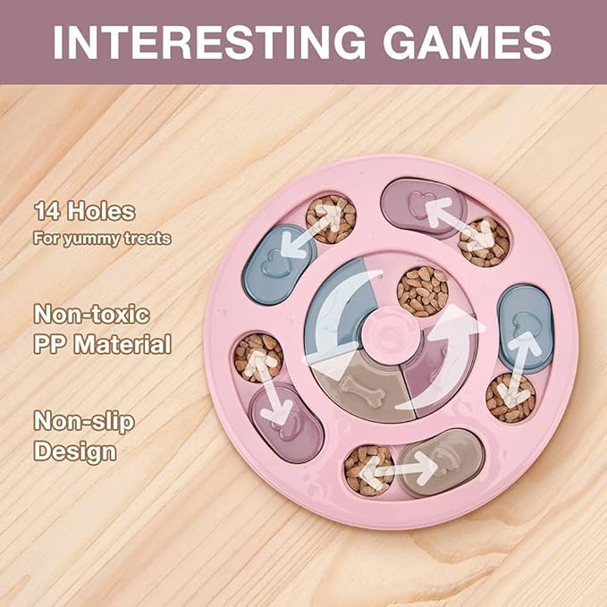 Foodie Puppie.s JP Pet Puzzle Toy for Dispensing Treats, Pet Toys Game for Training and Slow Feed, Non-Slip Feeder Designed for Dog, Puppies, Cats and Kittens (Round Shape) (Multicolour)