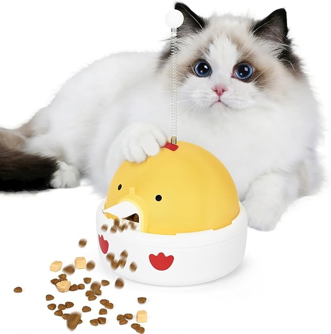 Animal-Activated Pet Feeders,Interactive Cat Dog Spring Treats Teaser Dispenser Toy,Puzzle Releasing Pet Toy Food Feeder Ball, Electric Cat Toy for Indoor Bored Cats Gentle Dog Excited