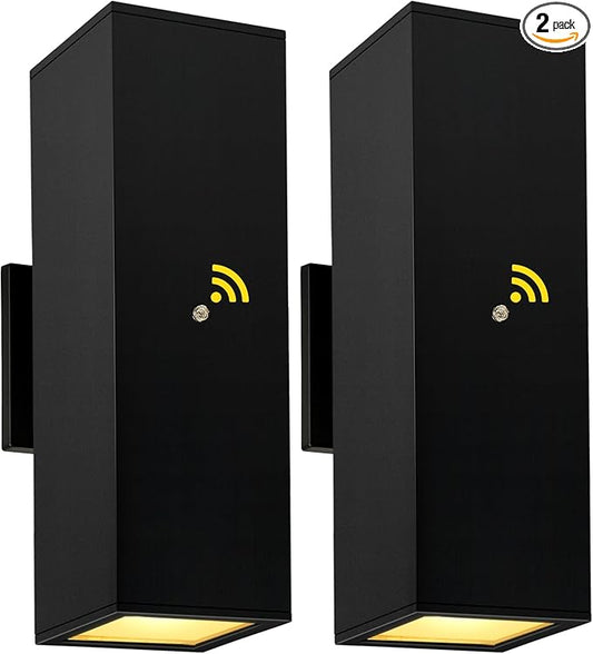 Modern Outdoor Wall Light Dusk to Dawn 2 Pack, Waterproof Matte Black Porch Lights, 2700K LED Outdoor Sconce Lights for House, Garage, Patio, Front Door