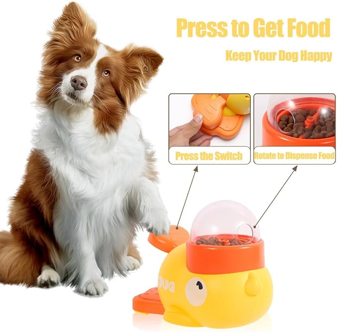 Dog Feeder Puzzle Toy Duck, 2-in-1 Durable Duck Treat Dispenser for Dogs Toy Interactive, Food Puzzle Slow Press and Get Pet Feeder for Dog & Cat (Yellow*3)