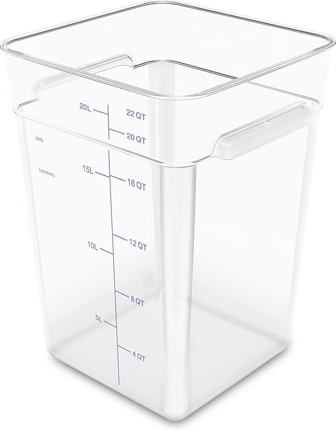 Carlisle FoodService Products Squares Square Food Storage Container with Stackable Design for Catering, Buffets, Restaurants, Polycarbonate (Pc), 22 Quarts, Clear