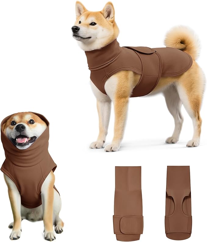 Dog Anxiety Calming Vest Adjustable Turtleneck Thunder Shirt Jacket for Fireworks, Separation, Vet Visits, Pet Hoodie for Large Medium Dogs