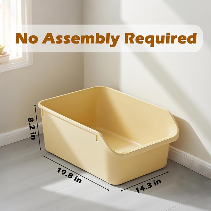 Large Cat Litter Box with High Sides,Cat Boxes for Indoor Cats,Cat Litter Pan for Kitty,Litter Box with Low Entry,Anti-Splashing,Easy to Clean (Grey)