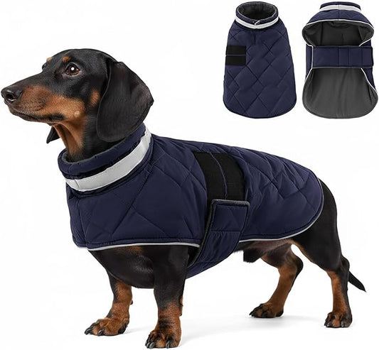 Dog Winter Coat Warm Padded Puppy Jacket Windproof Water Resistant Clothes for Small Medium Large Pets Christmas Sweater Outfit Vest(DarkBlue, S)