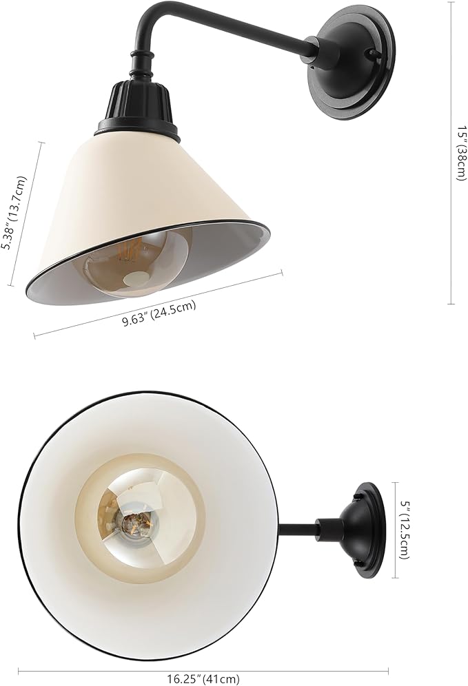 JONATHAN Y JYL7612J Croydon 9.63" 1-Light Farmhouse Industrial Indoor/Outdoor Iron LED Gooseneck Arm Outdoor Sconce for Entryway Lobby Kitchen Bathroom Bedroom Living Room Hallway, Matte Almond