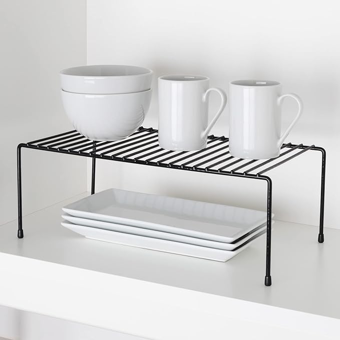 Smart Design Classic Storage Shelf – Large (8.5 x 16 in.), Black – Sturdy Steel Pantry Organizer with Rust-Resistant Finish and Non-Slip Feet for Easy Home Organization and Storage