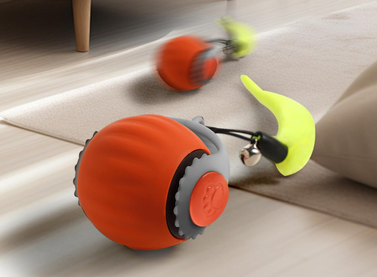 Interactive Cat Ball Toy Cat Toys for Indoor Cats, Automatic Rolling Cat Toy, Automatic Moving Cat Toys for Bored Indoor Adult Cats, Electric Rolling Ball Toy Dogs Cat Balls Pet Toys (Orange)