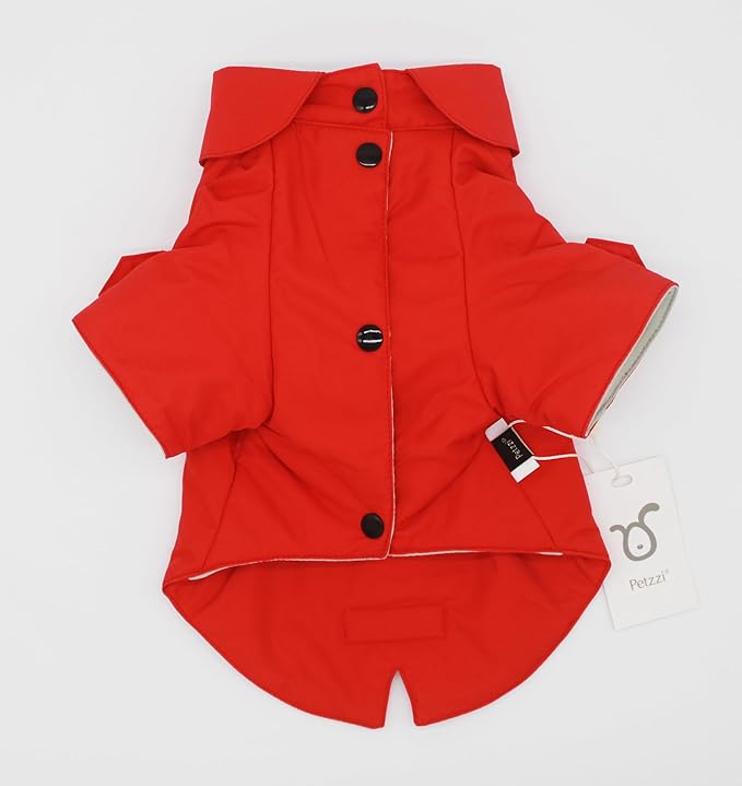 Pet Dog Puppy Cat Clothes Trench Coat Jacket - Theodore (X-Small, Red)